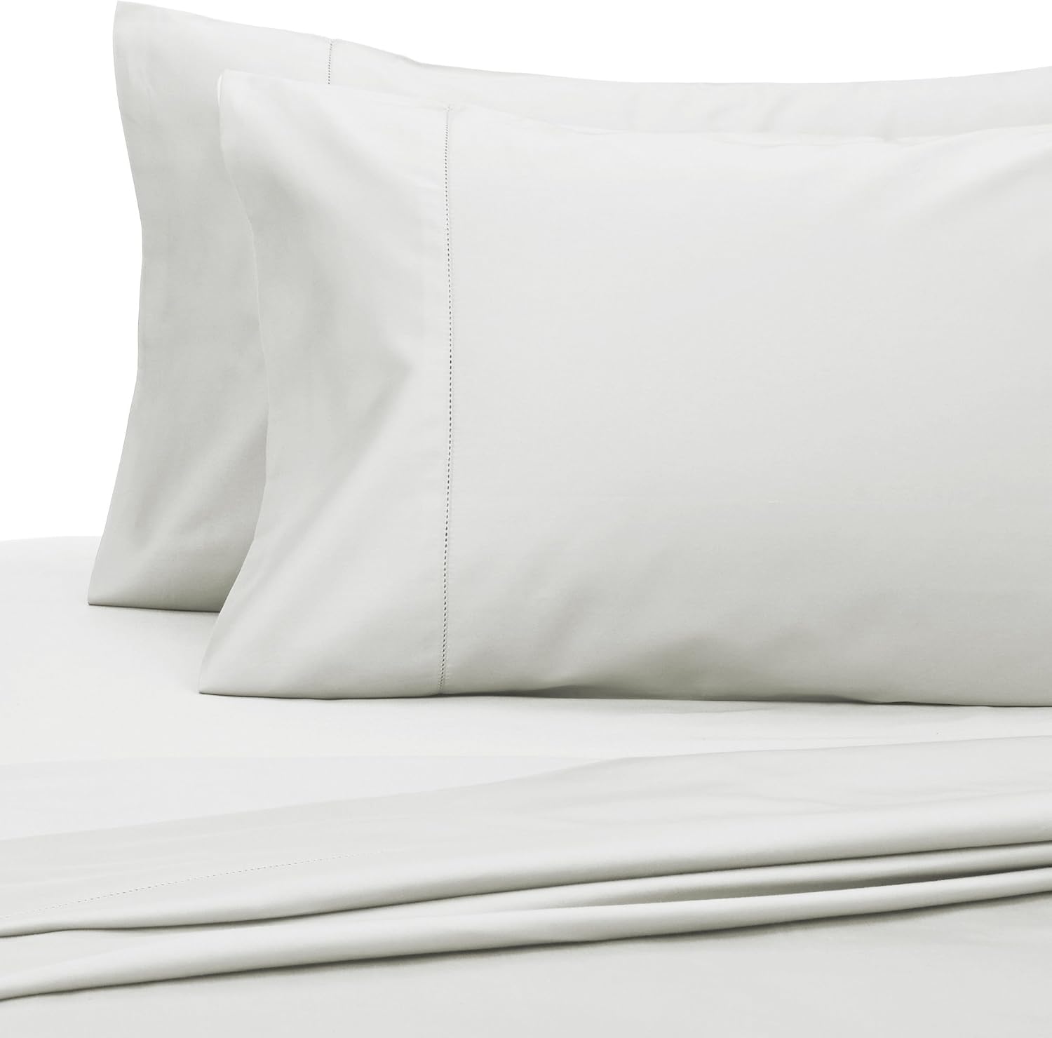 Amazon Brand – Pinzon 400 Thread Count Egyptian Cotton Sateen Hemstitch Sheet Set - Full, Eggshell