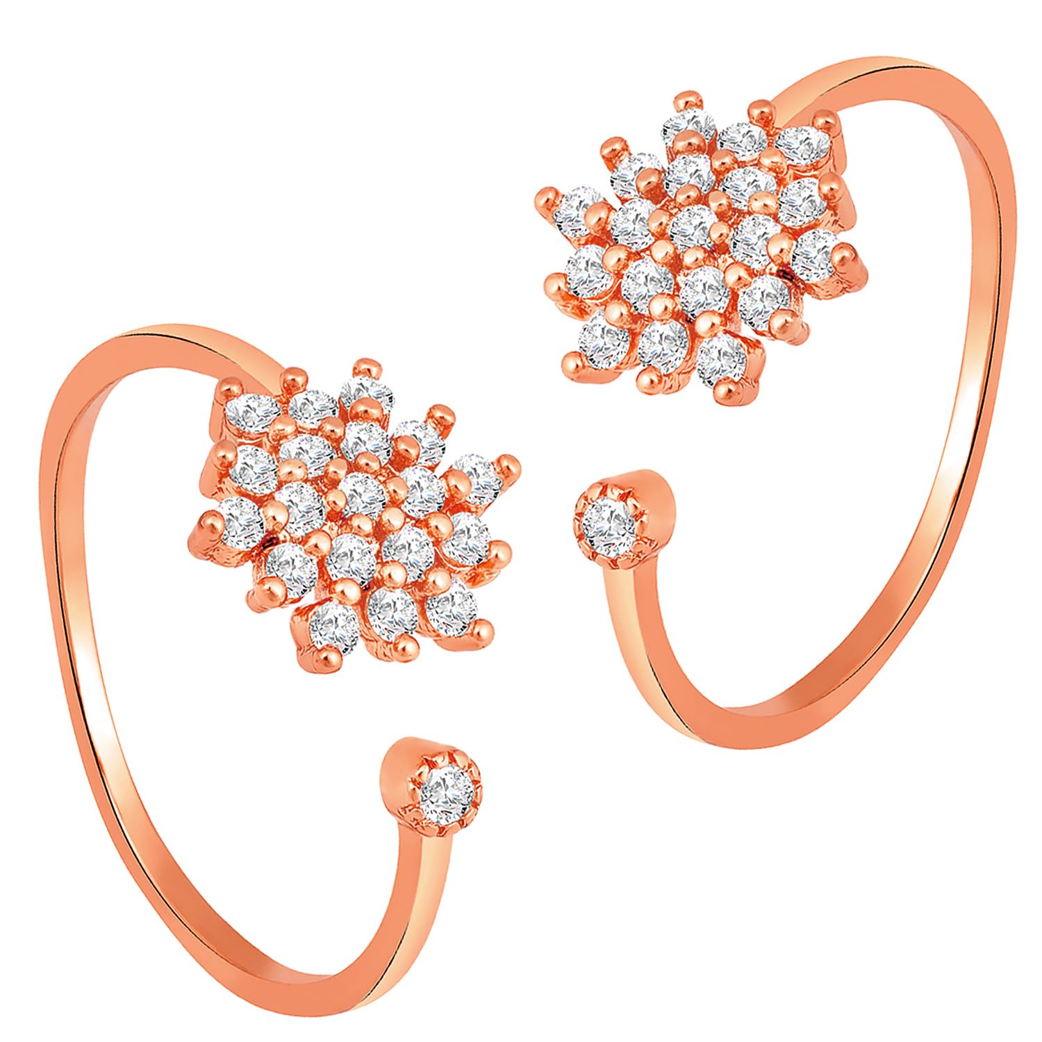 Peora Cubic Zirconia Studded Rose Gold Plated Adjustable Toe Ring Stylish Floral Bichiya Daily Regular Jewellery for Women (B0D8BQVVM6) Amazon Price History, Amazon Price Tracker