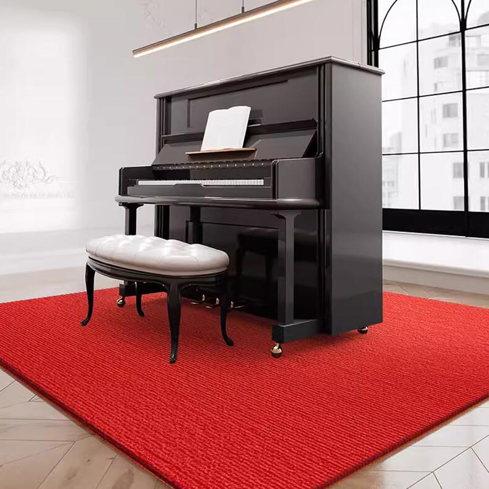 Tappeto insonorizzato per pianoforte con cuscinetti acustici antiscivolo per pianoforte verticale rosso, 140 × 160 cm