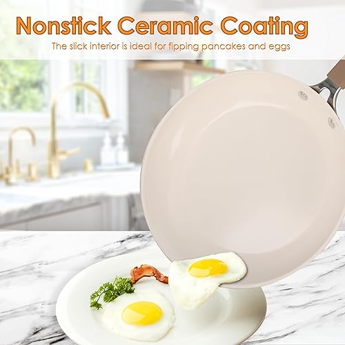 Miniatura 4 de Juego de 22 ollas y sartenes antiadherentes, juego de utensilios de cocina antiadherentes de cerámica, juego de ollas y sartenes de inducción de