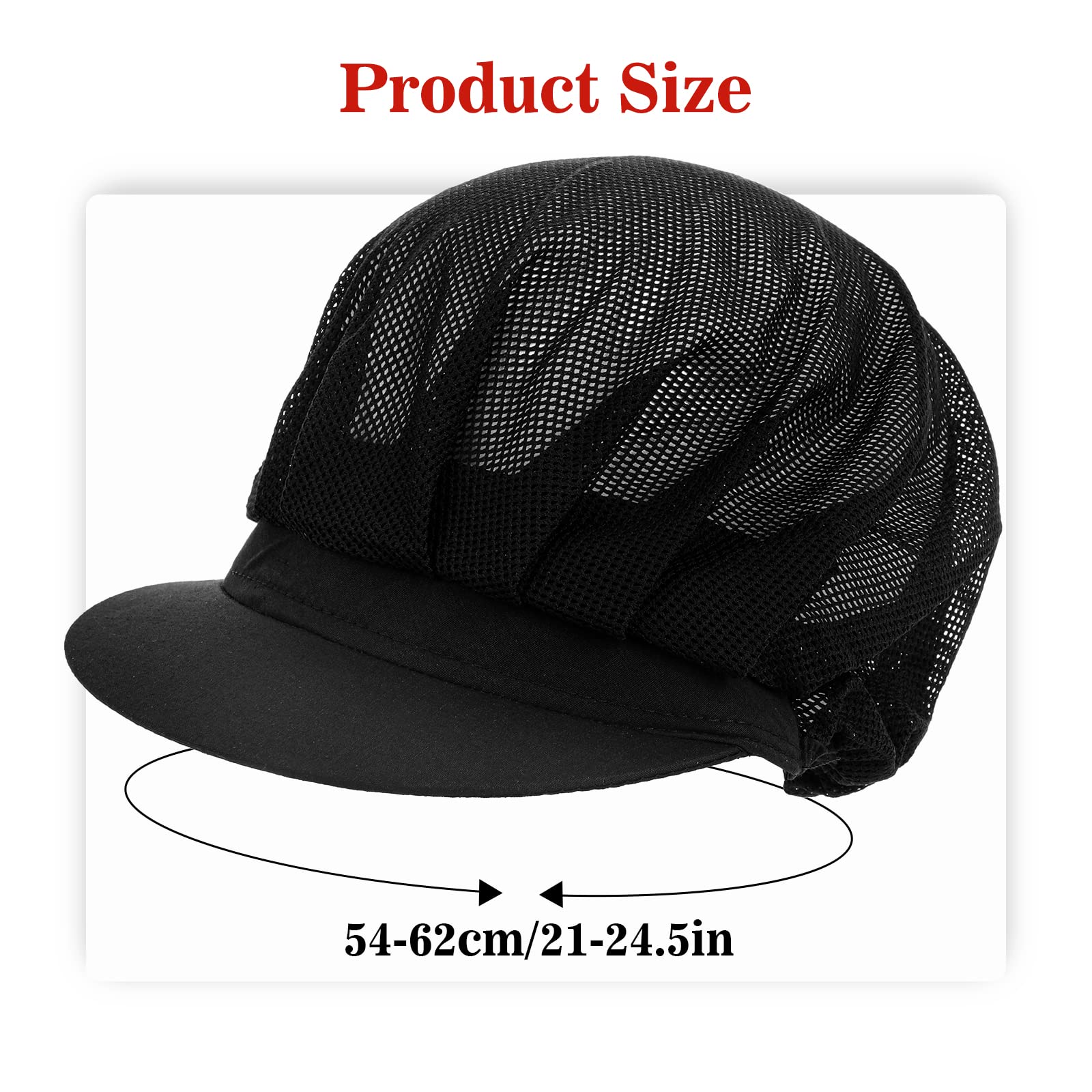 Cappello da Cuoco in Cotone Nero Donna Cucina Chef Baker Cuffia Alimentare Ristorante Raffreddamento Riutilizzabile 2 Pezzi