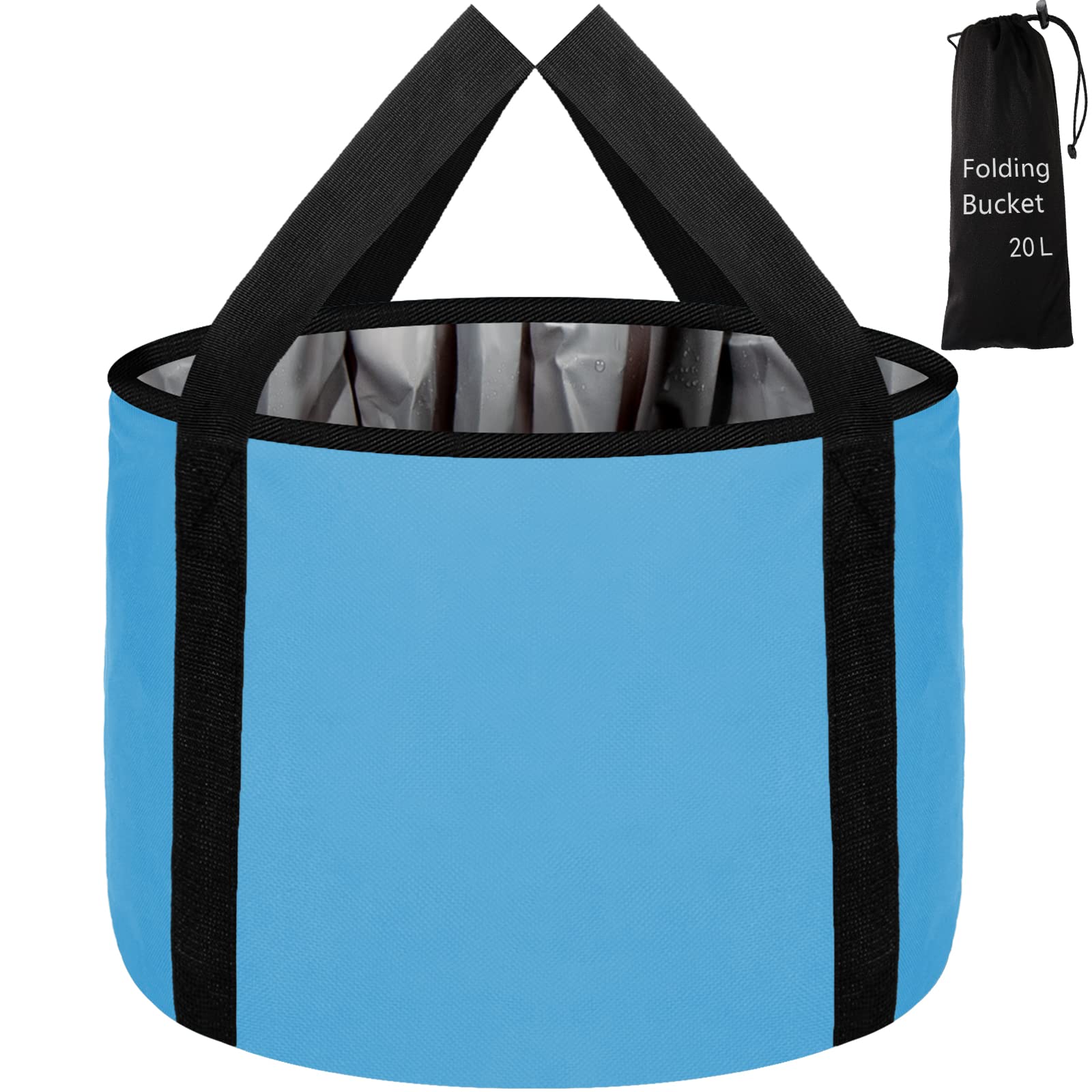 JSVSLTD Foot Bath Basin 20L Collapsible Bucket, Portable Foot Soak Tub Feet Soaking Bucket for Outdoor Travel, Camping, Fishing(Blue)