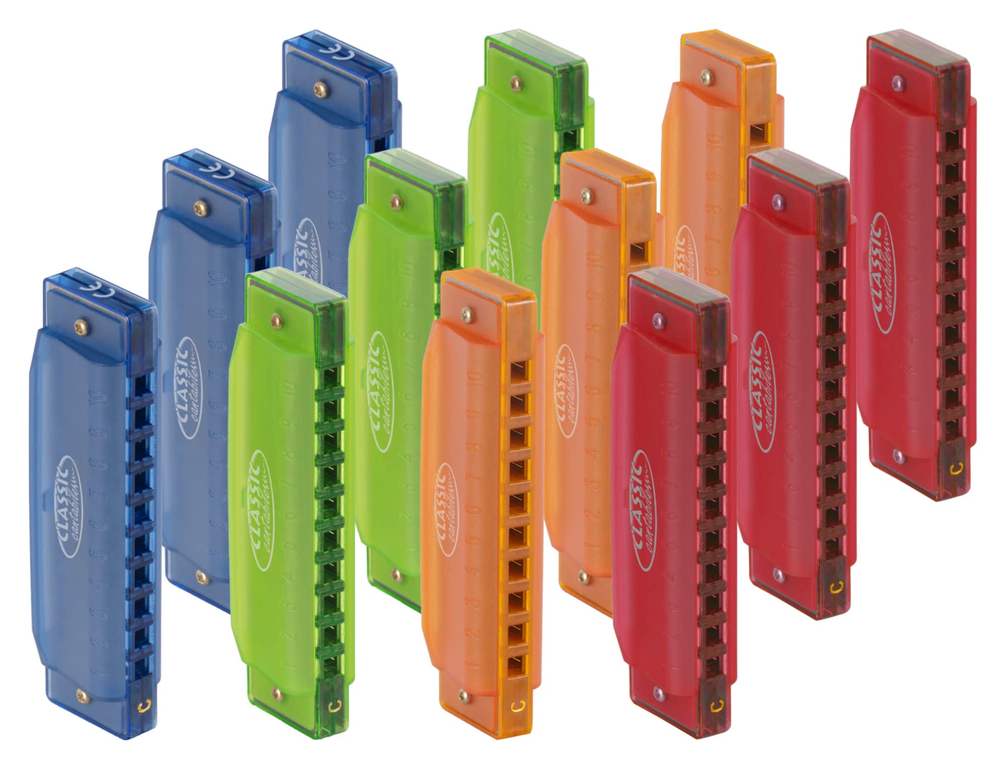 Classic Cantabile FBH-10 FunKids Armónica Diatónica en C 12x Set | Armónicas diatónicas, Tonalidad: C, Cuerpo de celdas de plástico ABS, 10 celdas (agujeros de tono), Peso: 38 g