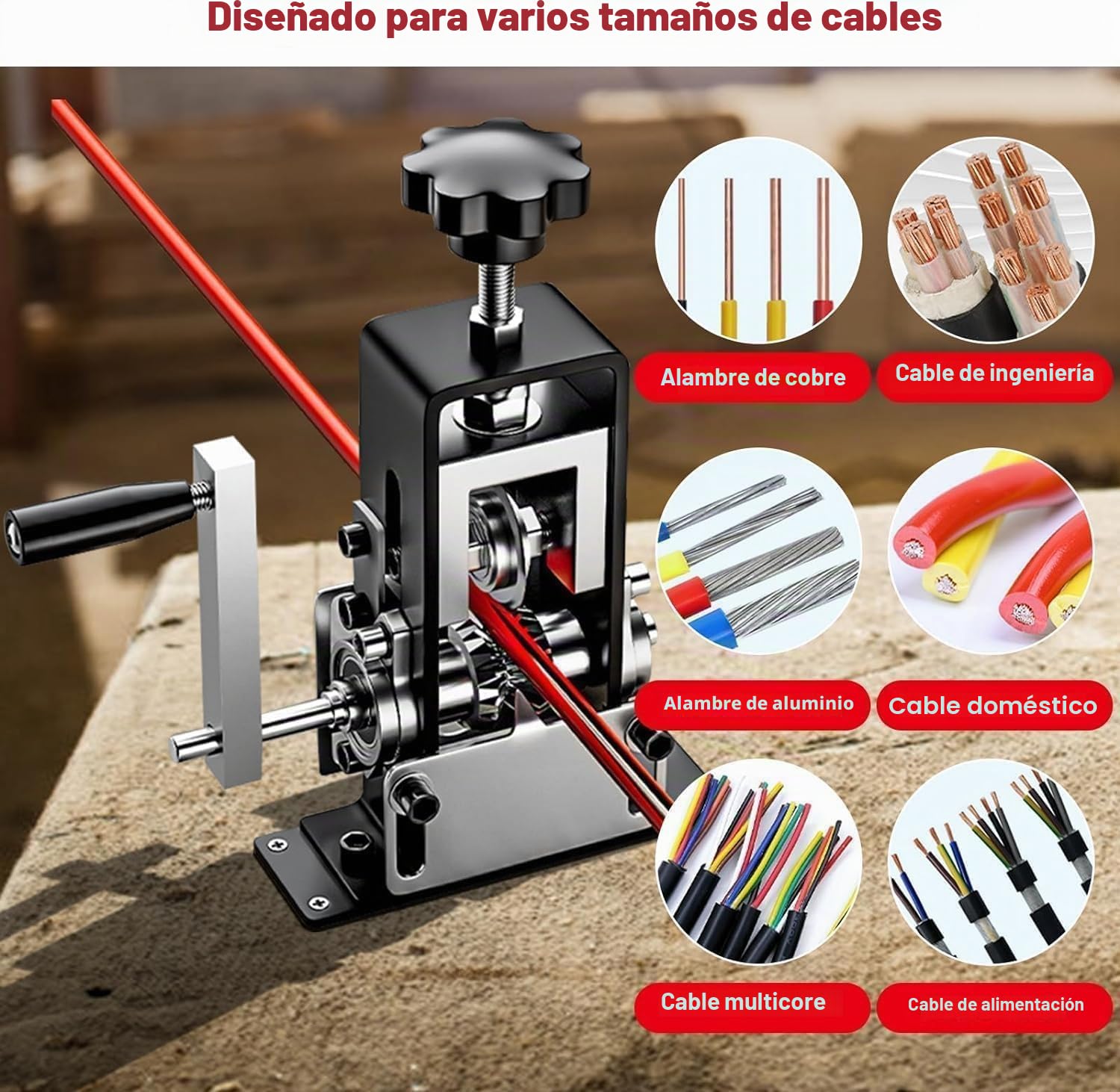 Pelacables Electricista Automático para cables de 1-25 mm, Maquina Pelacables Eléctrica Cobre, Pelador Automático para Reciclaje de Residuos de Cobre