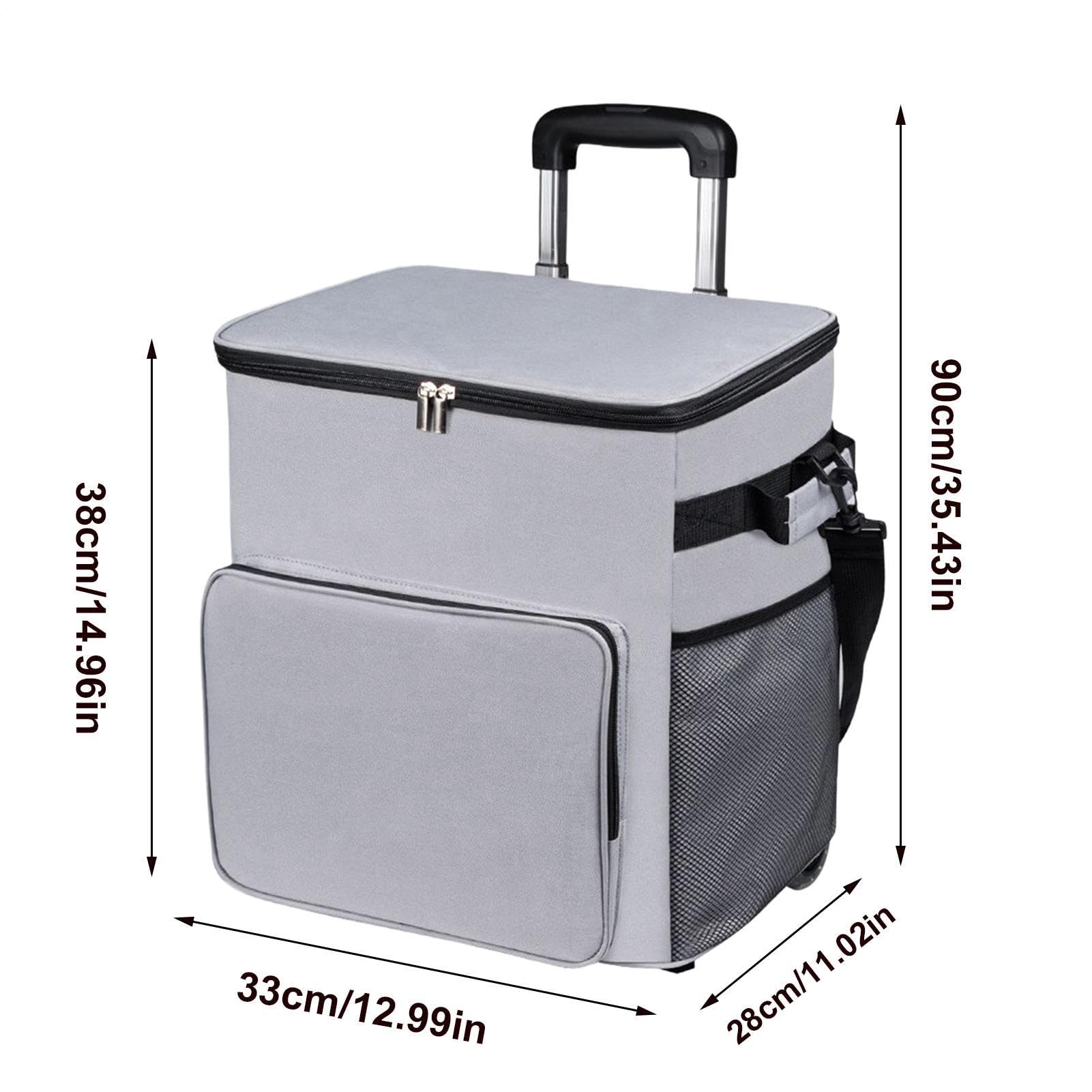 Borsa Frigo con Ruote Borsa Termica Morbida | Borsa Termica 35L Impermeabile con Maniglia e Carrello per Viaggio Spiaggia Campeggio Shopping Picnic