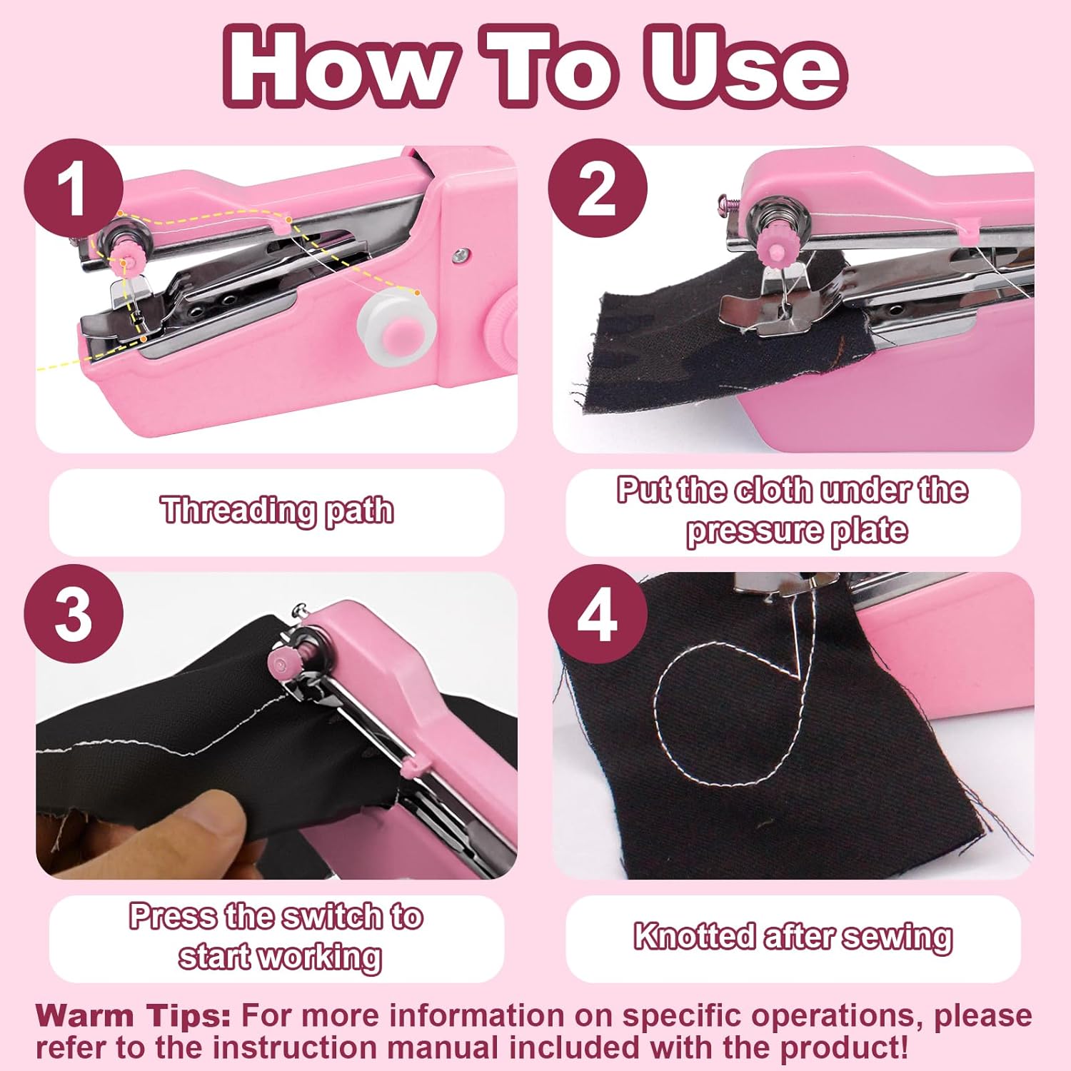 Handheld Sewing Machine, Mini Portable Handheld Sewing Machine, Hand Held Sewing Device, Easy to Use and Fast Stitching for Adults, Beginners, and Quick Home Repairs - Image 6