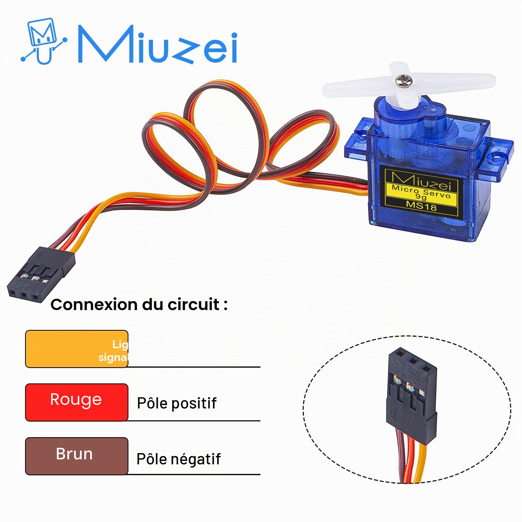 Miuzei 10X Micro Servo Moteur 9G pour RC Robot Bras/Main/Marche Avion Hélicoptère Bateau Voiture Véhicule Commande avec Câble，180° Mini Servomoteur Compatible avec Arduinoet et Raspberry Pi