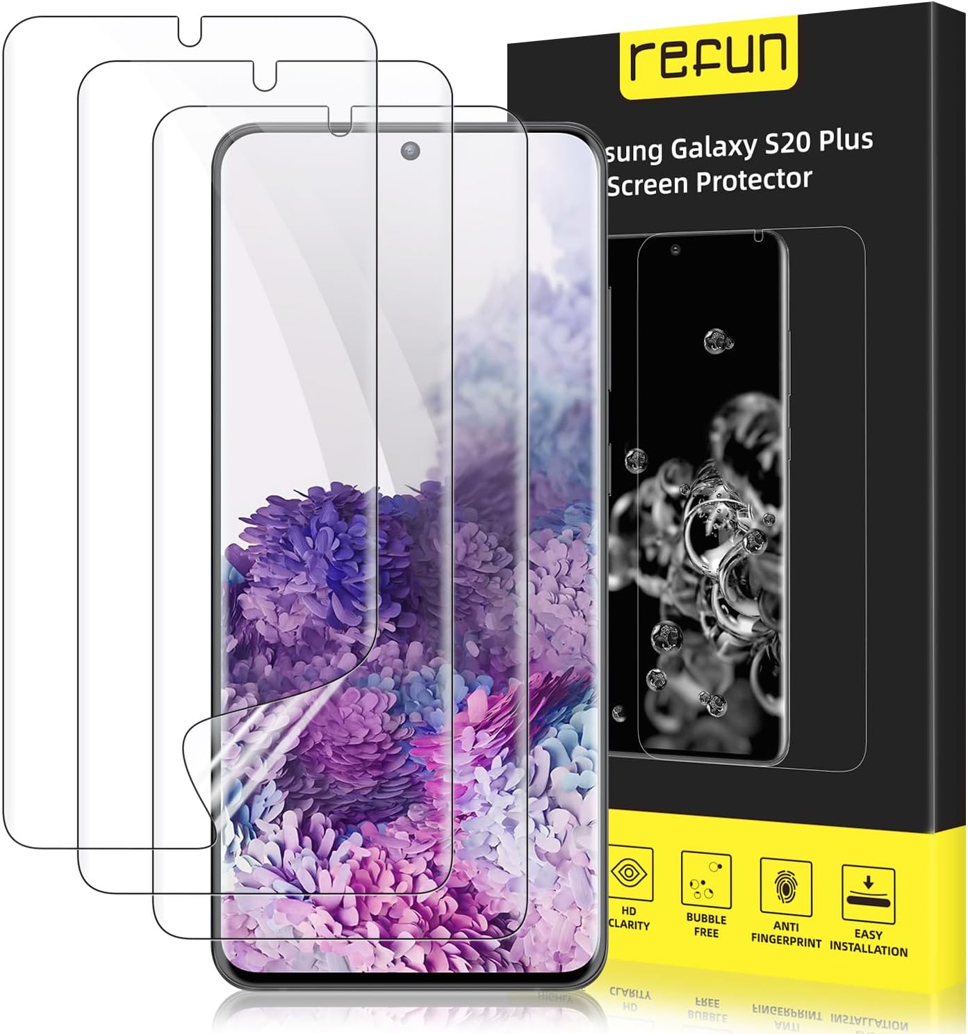 REFUN [3 PACK] Screen Protector for Samsung Galaxy S20 Serious 5G, Easy to Install, Bubble Free, Case Friendly, Fingerprint ID Compatible, Scratch Resistant Flexible Clear TPU Film