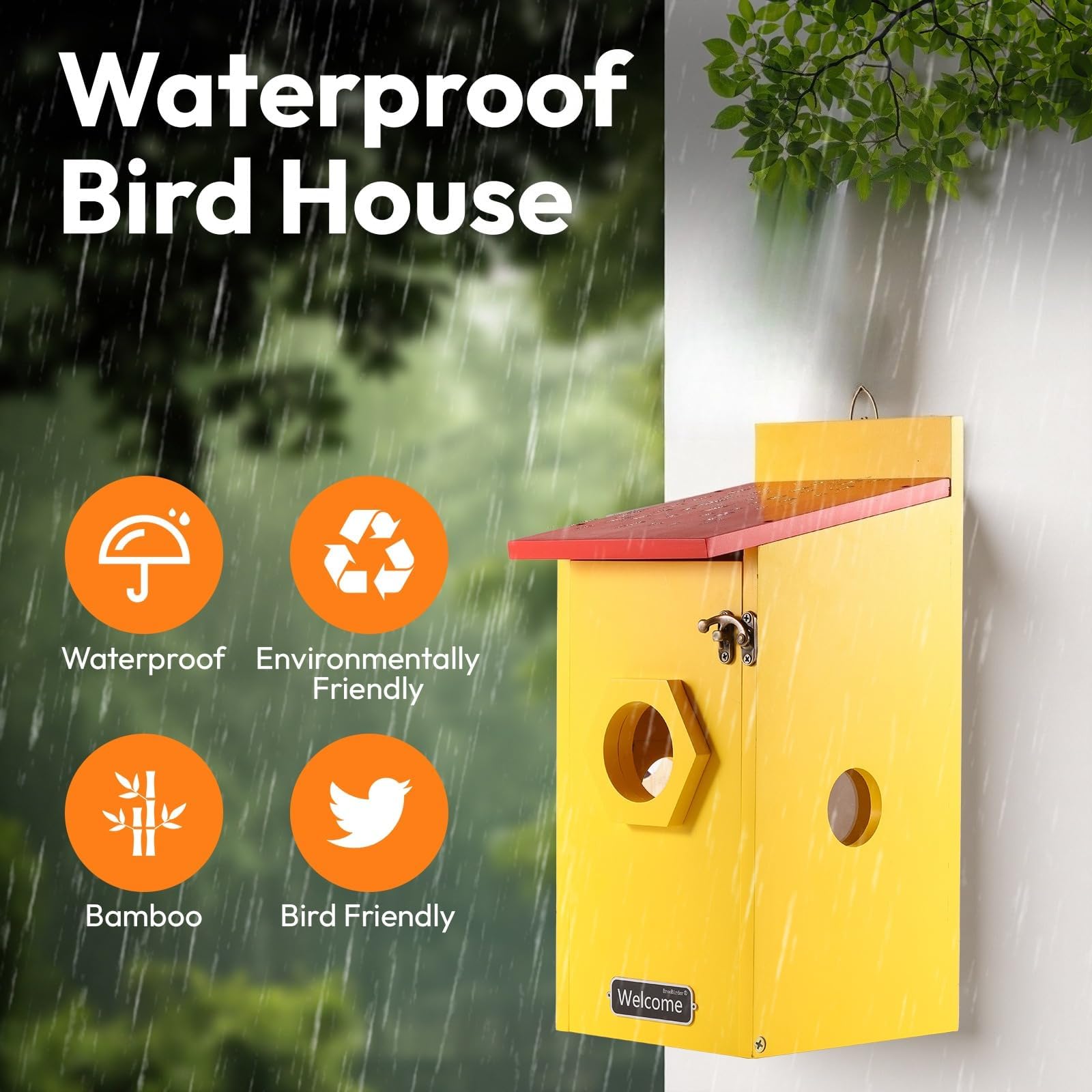 Nistkasten mit 4MP Kamera WLAN, Bunte Vogelhaus für Draußen Wetterfest, 2,4 G WiFi & App Benachrichtigung, Video/Fotoaufnahme & Bewegungserkennung, Beobachten Sie das Nisten und Schlüpfen, Nachtsicht