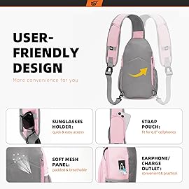 SKYSPER Sling Bag RFID Crossbody Sling Backpack Cross Body Shoulder Bag Travel Hiking Daypack for Women Men(Pink)