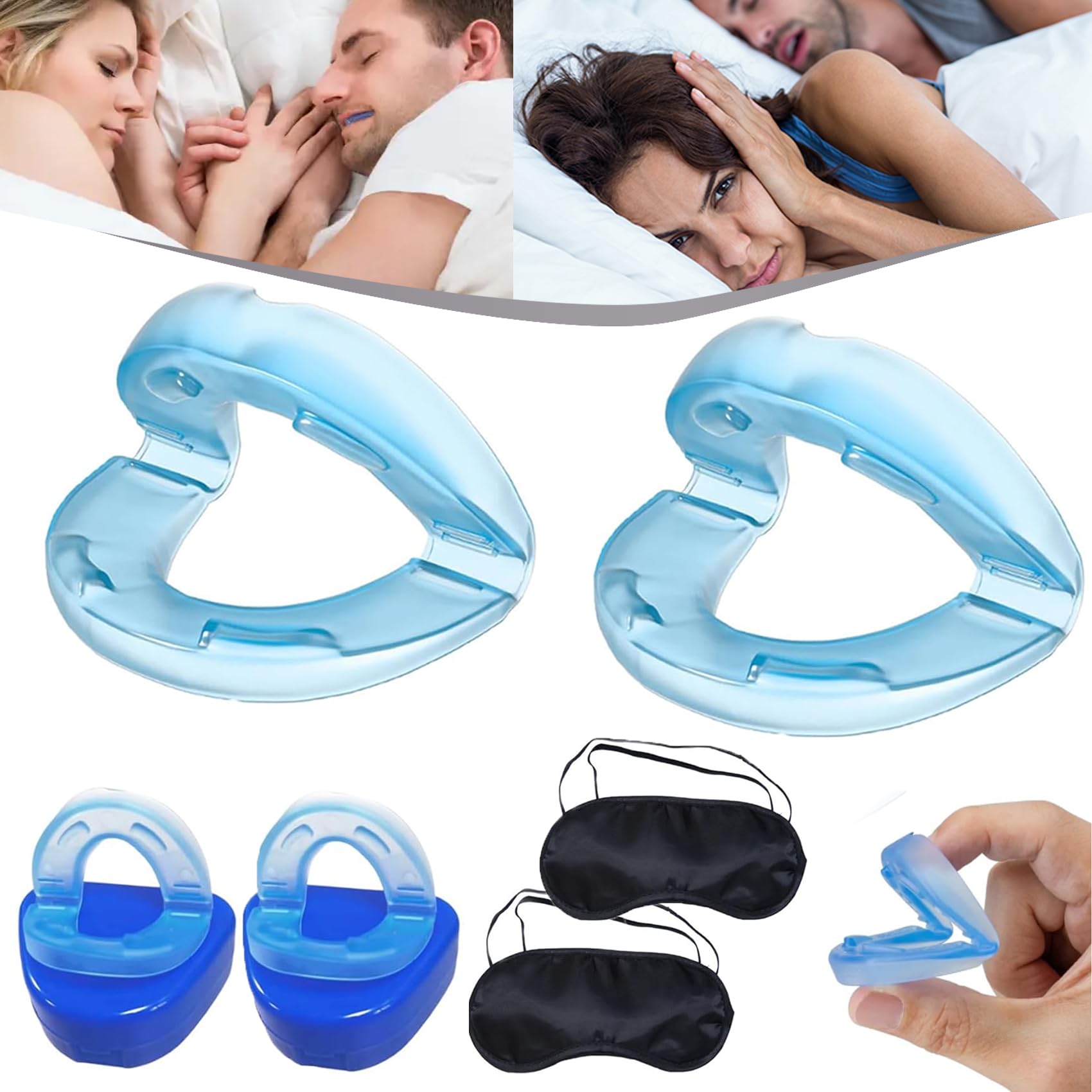 Honex Anti Snoring Mouthpiece, The Quiet Anti-Snoring Mouthpiece Universal Size, Honex Mouth Guard for Sleep Apnea & Instant Snoring Relief, Ensure Deep and Calm Sleep, Wake up Refreshed (2Pcs)