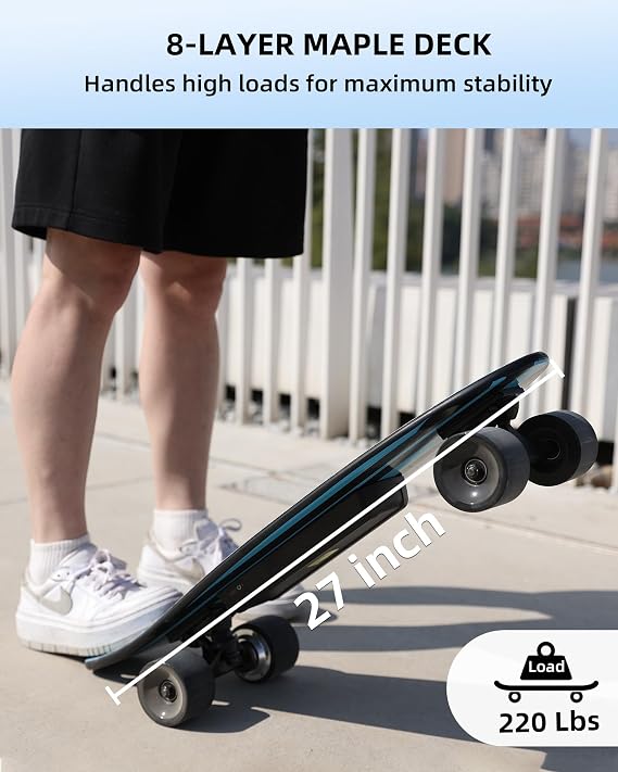 EBOSSOM Electric Skateboard with 350W Motor, 27 Eboard with Remote Control, 4 Modes Max 10Mph, 8 Layers Deck, Electric Skateboards for Beginners and Teens, ES6 SE