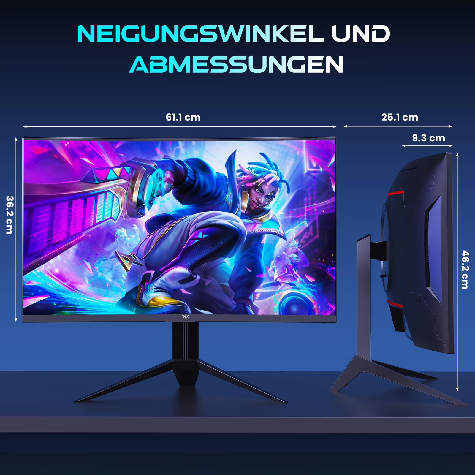 KTC Gaming Monitor Curved 27 Zoll, 180Hz, QHD 2K 2560 x 1440p, 1ms, HDR10, Freesync & G-sync, VA 1500R Rahmenlos Monitore, 120% sRGB, Blaulicht Reduktion PC Bildschirm, DP 180Hz, HDMI 144Hz, H27S17
