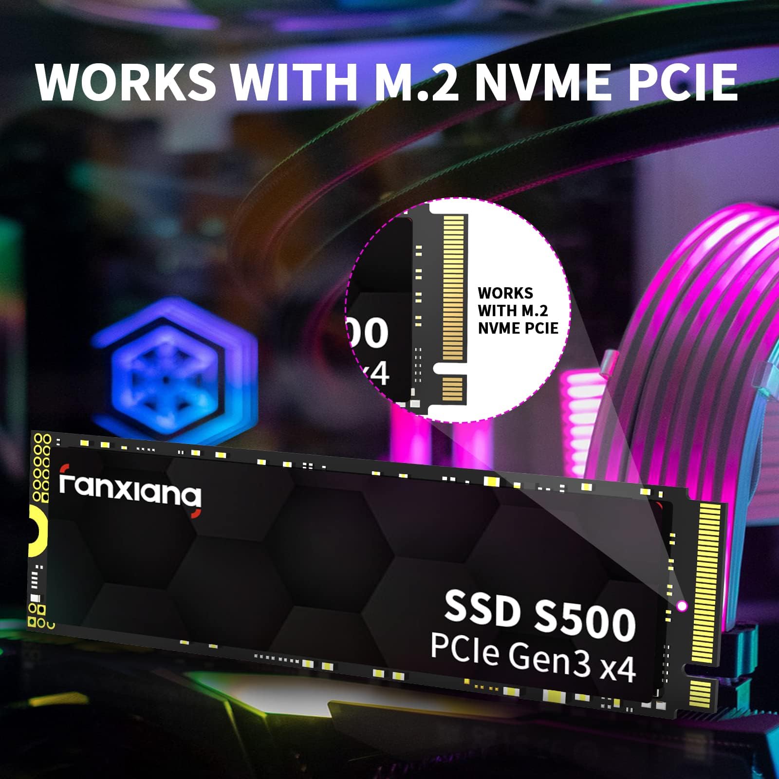 fanxiang M.2 SSD 1TB,fino a 2100 MB/S,SSD NVMe PCIe Gen3x4 2280,NVMe 1TB SSD 3D NAND ssd interno compatibile con Windows/MAC,archiviazione per PC,computer portatili