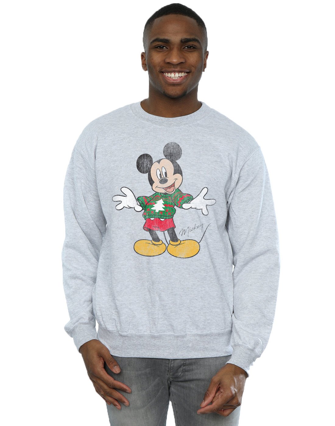 Disney Men's Mickey Mouse Christmas Jumper Sweatshirt XXX-Large Sport Grey