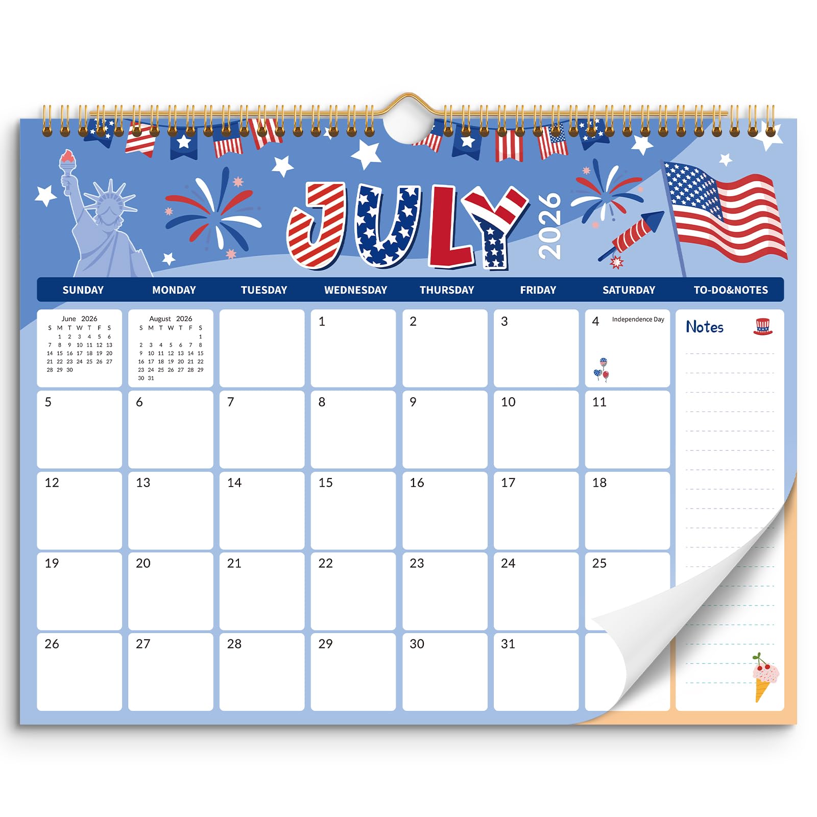SKYDUE 2026-2027 Wall Calendar, 14.5" x 11.5" Monthly Calendar Planner | Jul 2026 - Dec 2027,with Holiday Theme Design, Twin-Wire Bound with Hanging Hook, Thick 150gsm No-Bleed Paper