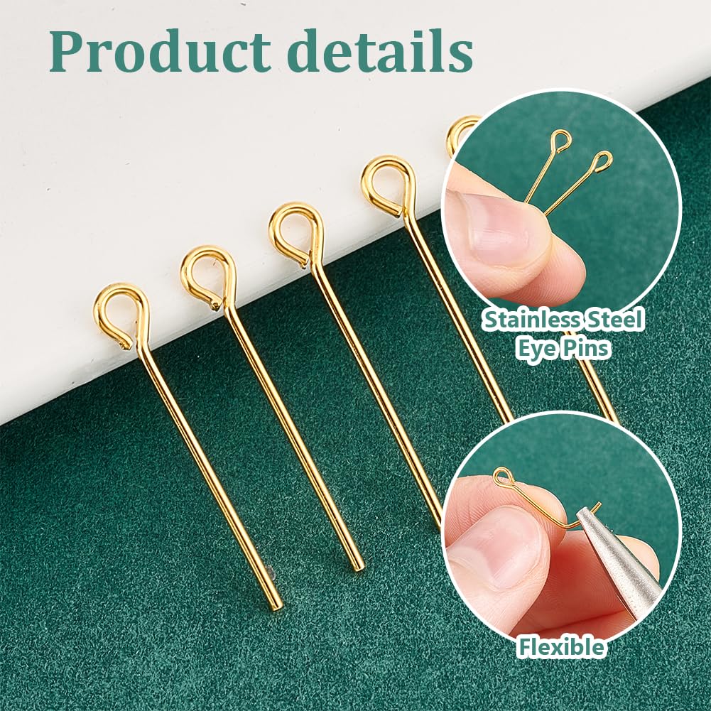 Spille Per Occhi In Ottone - Spilla Per Occhi In Oro Lucido - Spille Per Occhi Per Perle Solide - Ottone Placcato Oro Reale 18 Carati - Forniture Per Gioielli - 50,02x0,7 Mm - RGP3319-50 - Italia - Foto 2