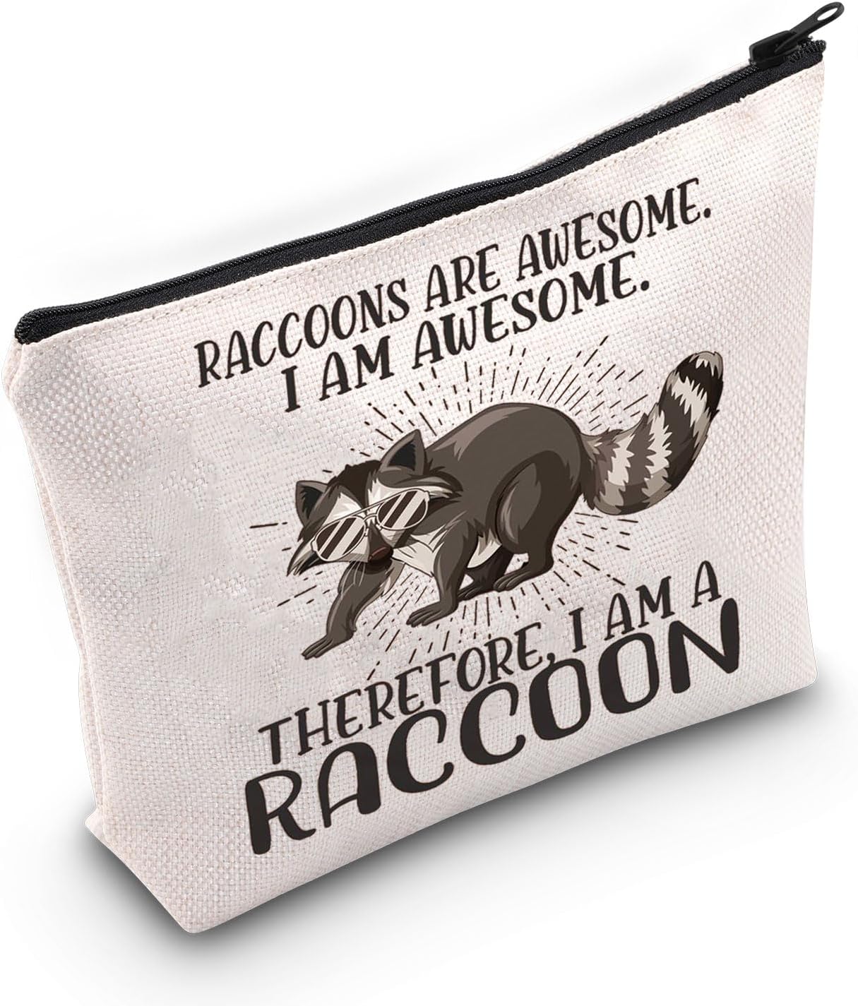 LEVLO Raccoon Cosmetic Makeup Bag Raccoon Lover Gift Raccoons Are Awesome Makeup Zipper Pouch Bag For Raccoon Fans, Raccoons Awesome, Cosmetic Bag