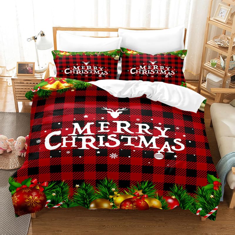 Housse de couette Noël à carreaux pour illuminer la chambre enfant en fêtes