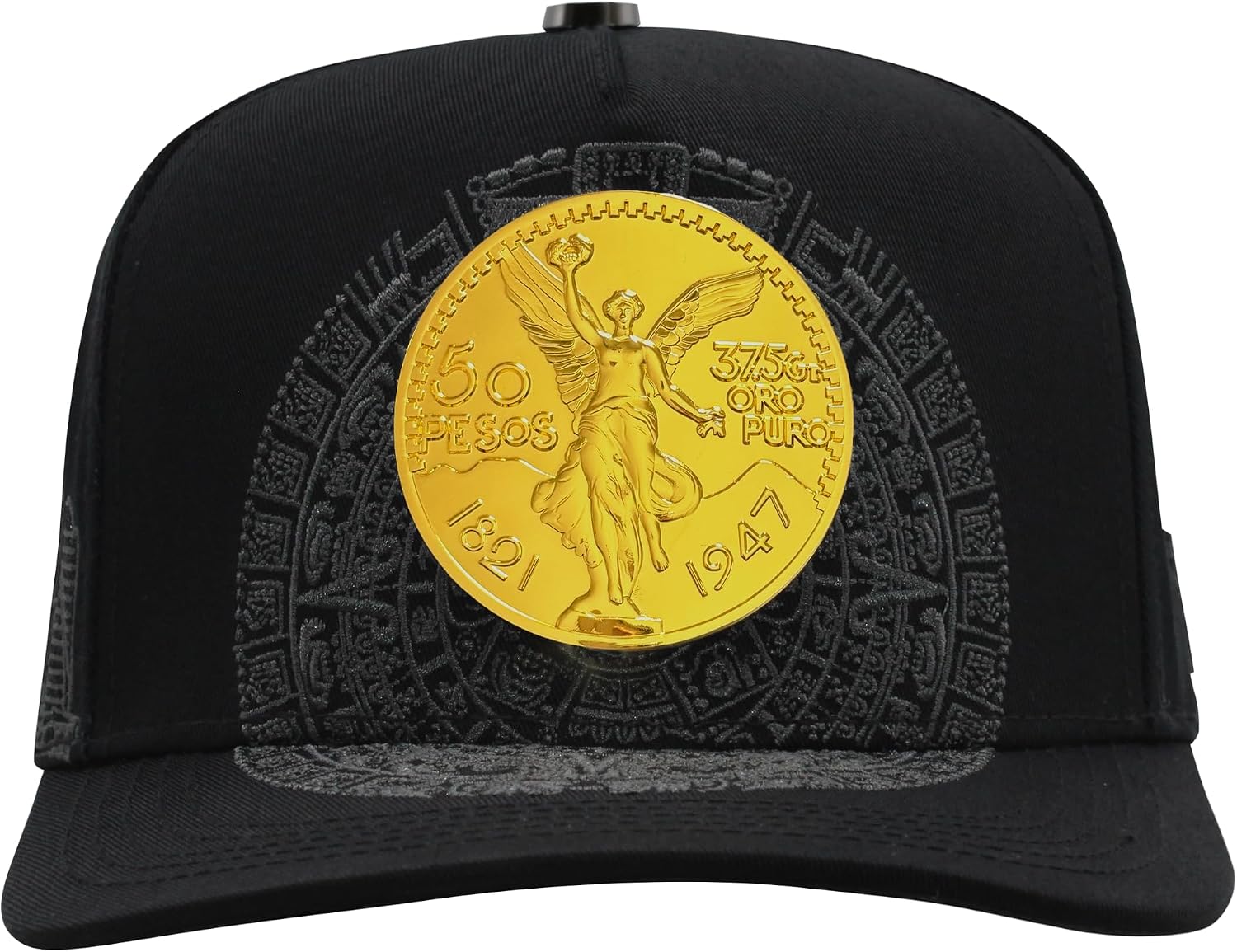 Ferreti Hats FT168 Mexican Centenario de Oro de 50 Pesos Black Hat - Black Baseball Cap for Men & Women - Premium Adjustable Cap, Gorra Negra para Hombre y Mujer