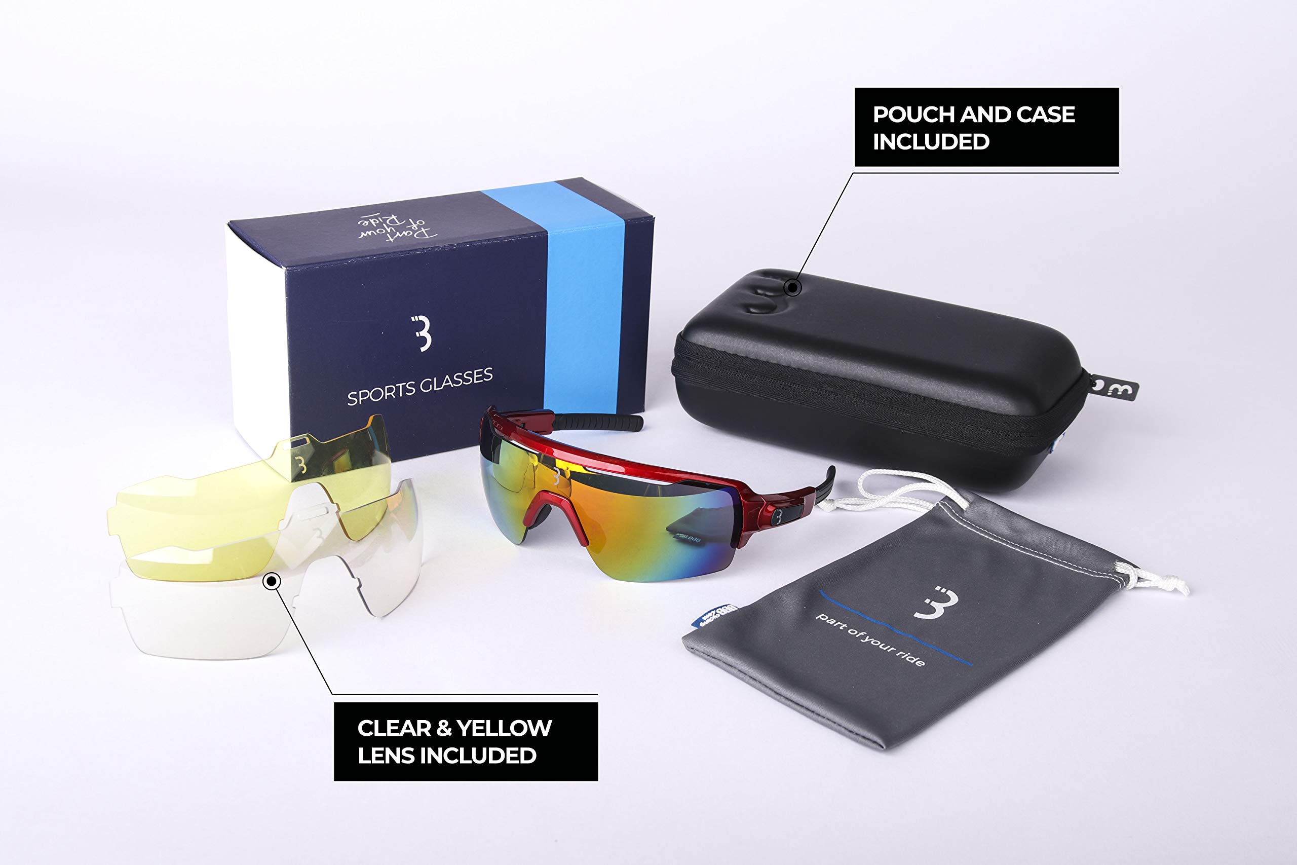 Bbb Cycling Okulary sportowe unisex z połyskiem czerwone, jeden rozmiar