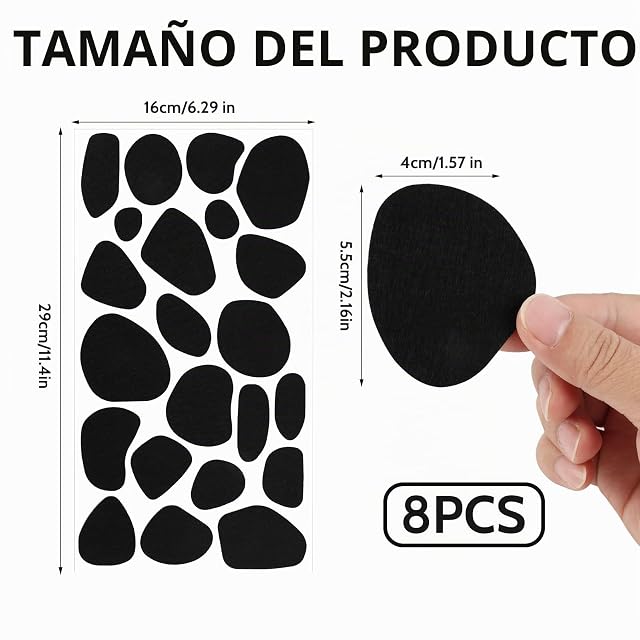 Foto 2 de 7 de 8 Hojas Negras Autoadhesivas de Vaca Pegatinas de Fieltro con Patrón Dálmata en Diferentes Tamaños