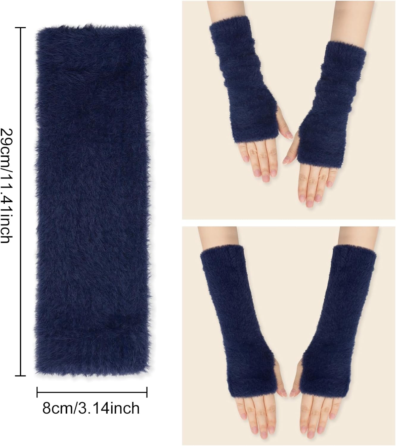 Long Keeper Fur Arm Warmers for Women Gril Winter Long Wrist Warmer Mink Like Velvet Fingerless Gloves Y2K Wrist Warmers - Image 4