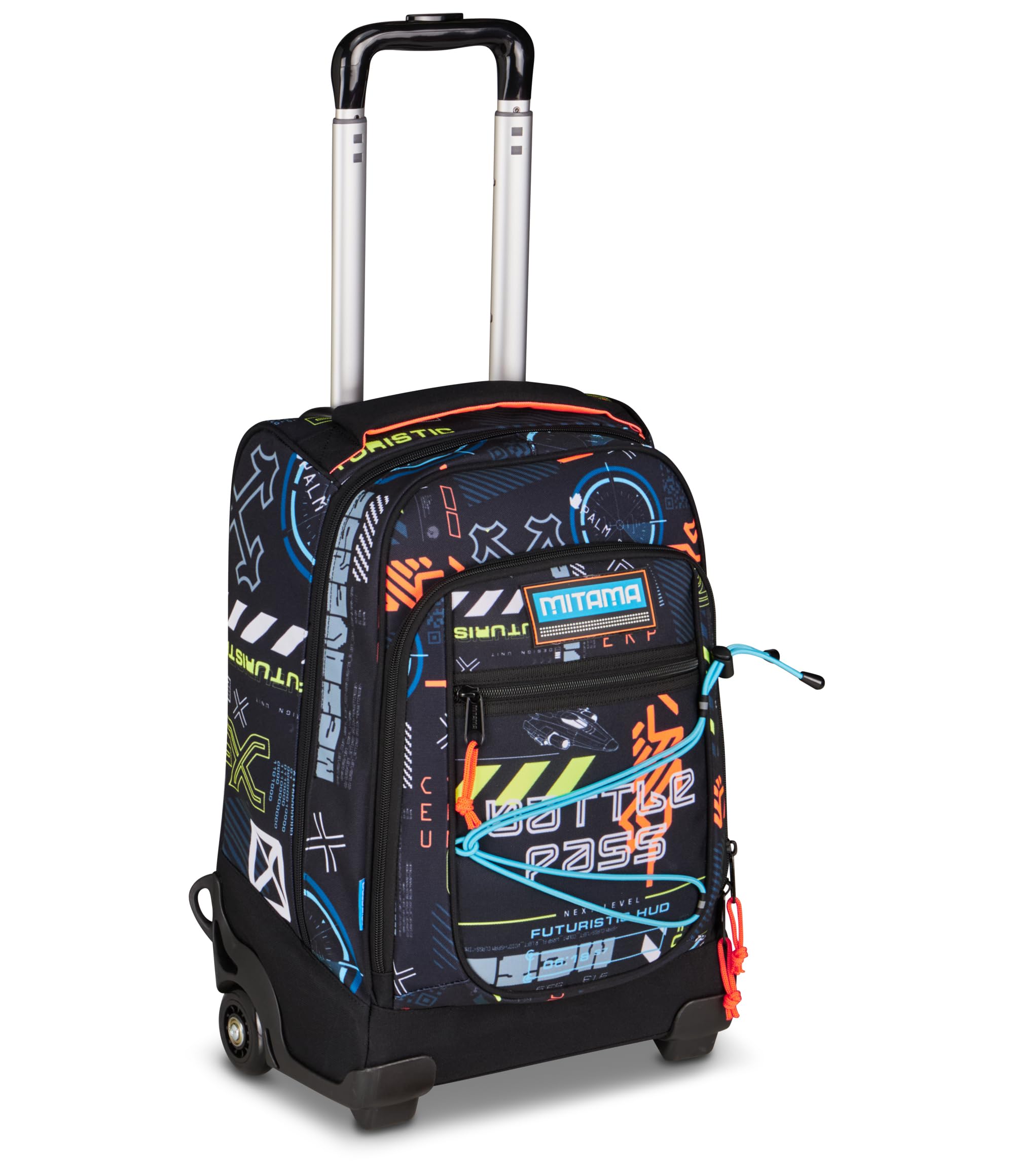 Mitama Zaino Trolley M-Power SpaceBattle, Spallacci a scomparsa, Bambini e Bambine, Tasca Porta Borraccia, Doppio uso, Maxi Capienza, nero