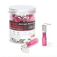 Vista 8 de HKS 100 conectores de pala hembra rojo 22-16 AWG – Kit de conectores de cable de desconexión rápida eléctricos termorretráctiles – cobre rojo