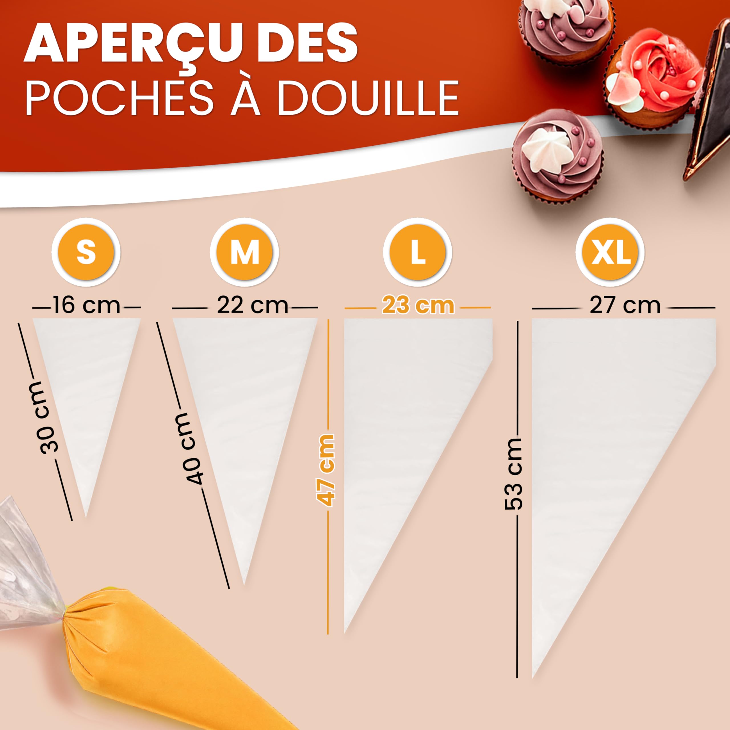 Poches à Douilles Jetables Professionnelles LDPE recyclé 47 cm 100 pièces