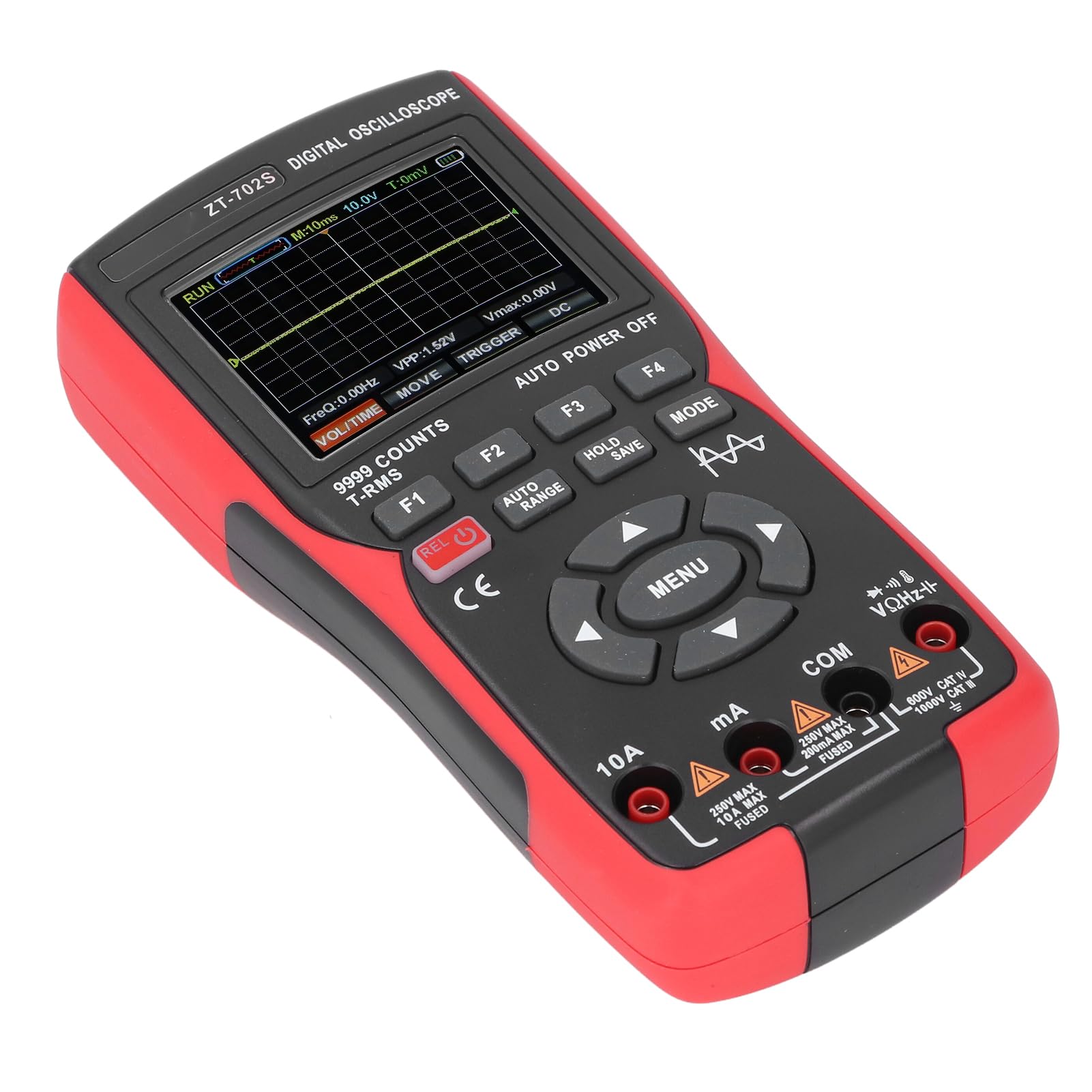 Digitales Oszilloskop-Multimeter, 48MSa S, zählt 10 m Übertragungsbandbreite, Eink-Oszilloskop mit 2 Sonden