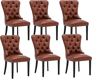 CIMOTA Cream Leather Dining Chairs Set Of 4, Modern Dining