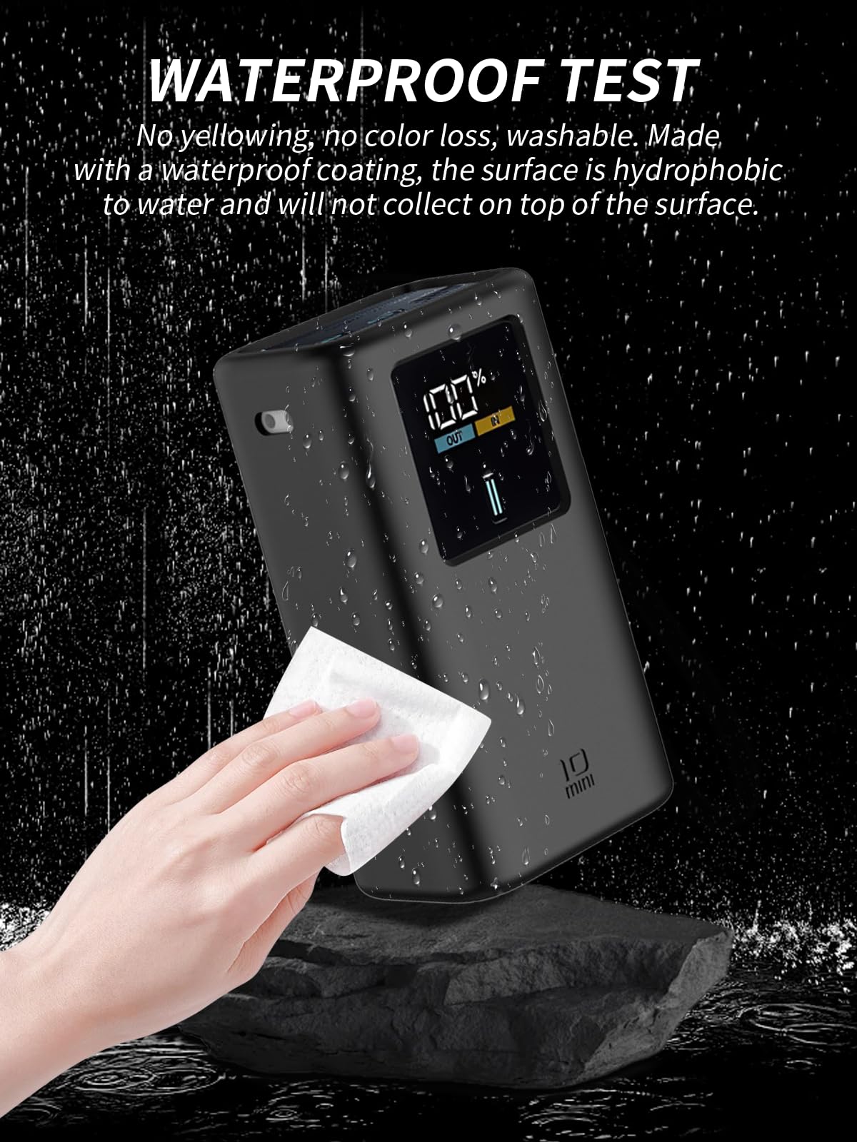 Etui do CUKTECH 10 Mini Power Bank 10000 mAh 55 W, yystao etui ochronne – przyjazne etui silikonowe – nadaje się do wielokrotnego prania, odporne na zarysowania, kapanie, czarne