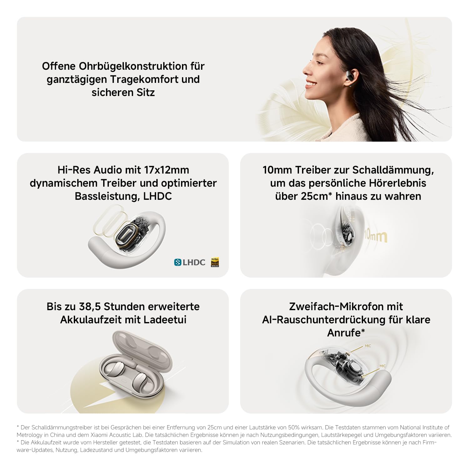 Xiaomi OpenWear Stereo - Leichter Bluetooth Open Ear Kopfhörer für den ganzen Tag mit 7.5 + 38.5 Stunden Akkulaufzeit, Hi-Res Audio… – Ansicht 2