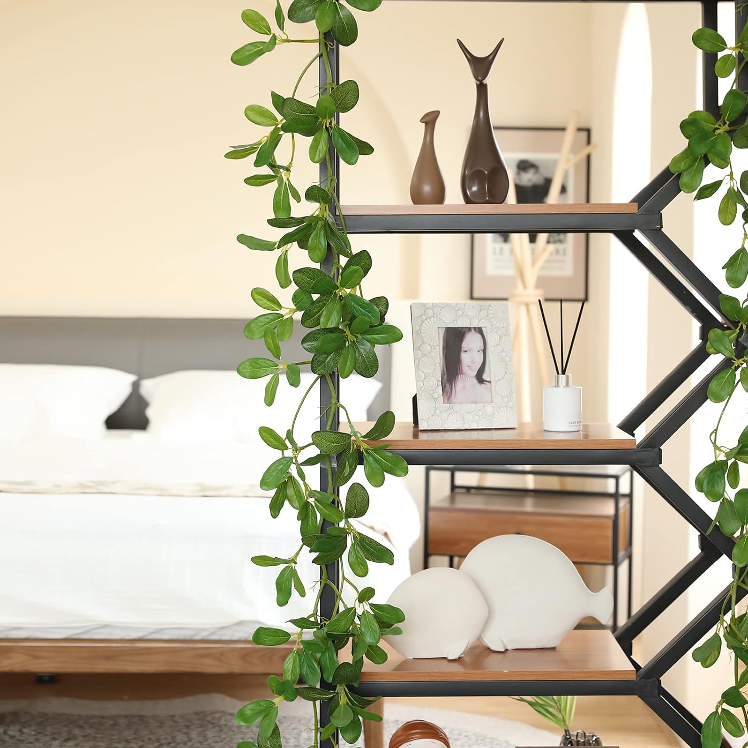 2 Strands 67'' Artificial Vines Garland Kapok Plants with Leaves, Faux Kapok Leaf, Fake Hanging Plants Greenery Decor for Home Bedroom Wall Party Shelves Garden Wedding Decoration (Kapok)