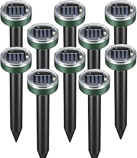Mole Repellent Snake Repellent Solar Repellent 10 Pack, Outdoor Ultrasonic Gopher Repeller Deterrent Waterproof, Groundhog...