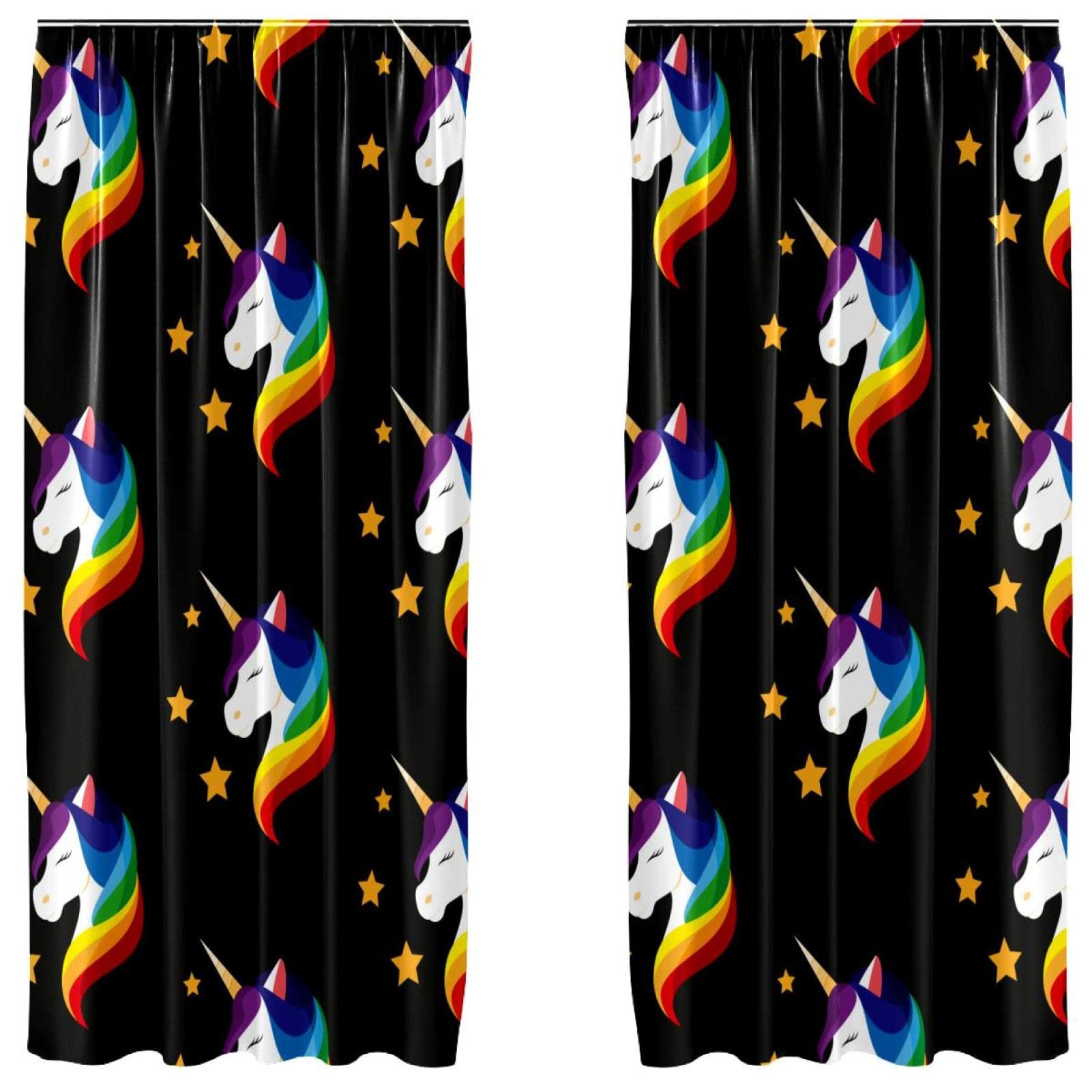 Rideaux occultants licorne 140 x 213 cm en microfibre étoiles pour fenêtre