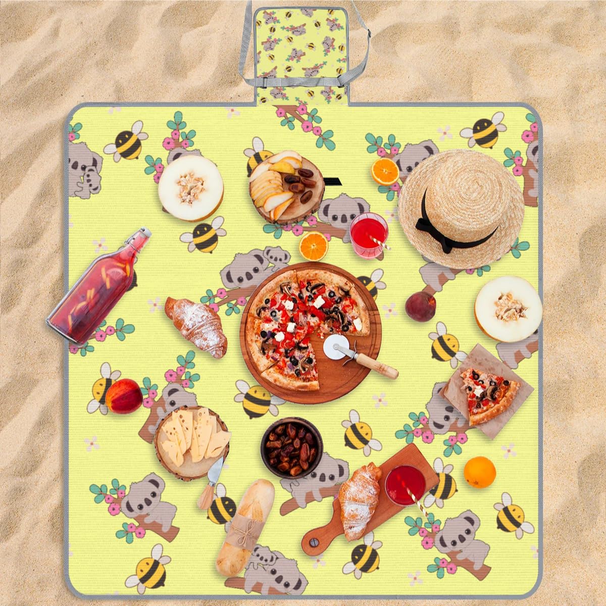 Manta de picnic de 150 x 145 cm, bonita manta de playa plegable para exteriores, impermeable, para playa, camping, senderismo, picnic