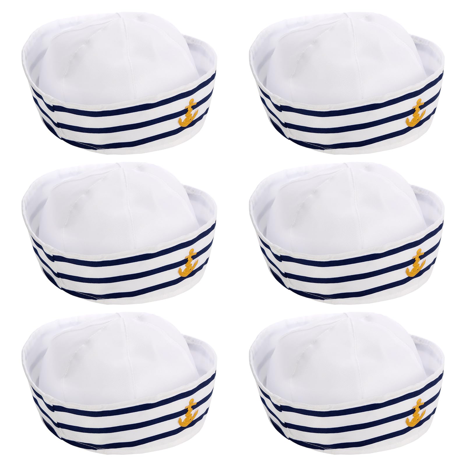 Mezchi 6 Pack Sailor Hat, Blue with White Captain Hat for Men Women, Navy Boat Captain Hat for Yacht Rock Party Attire, Sailor Costume, Dressing Up Party