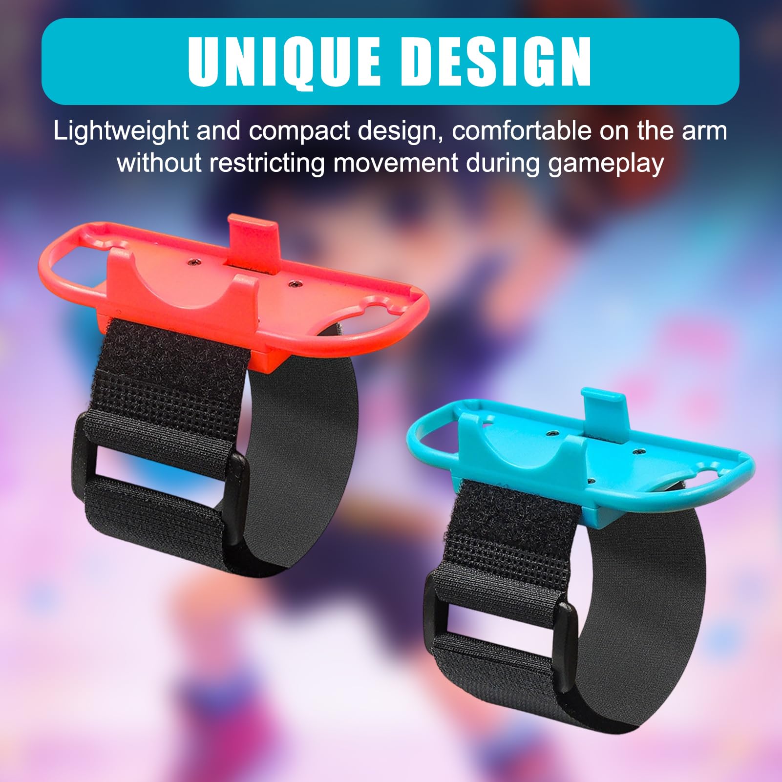 VBK 2 Pack Bracelets pour Dance, Sangle de Poignet Réglable Compatible avec Just Dance 2025 2024 2023 2022 2021 et Zumba, Bandes Brassard Élastique Réglable Adapté Adultes et Enfants, Rouge et Bleu - 5