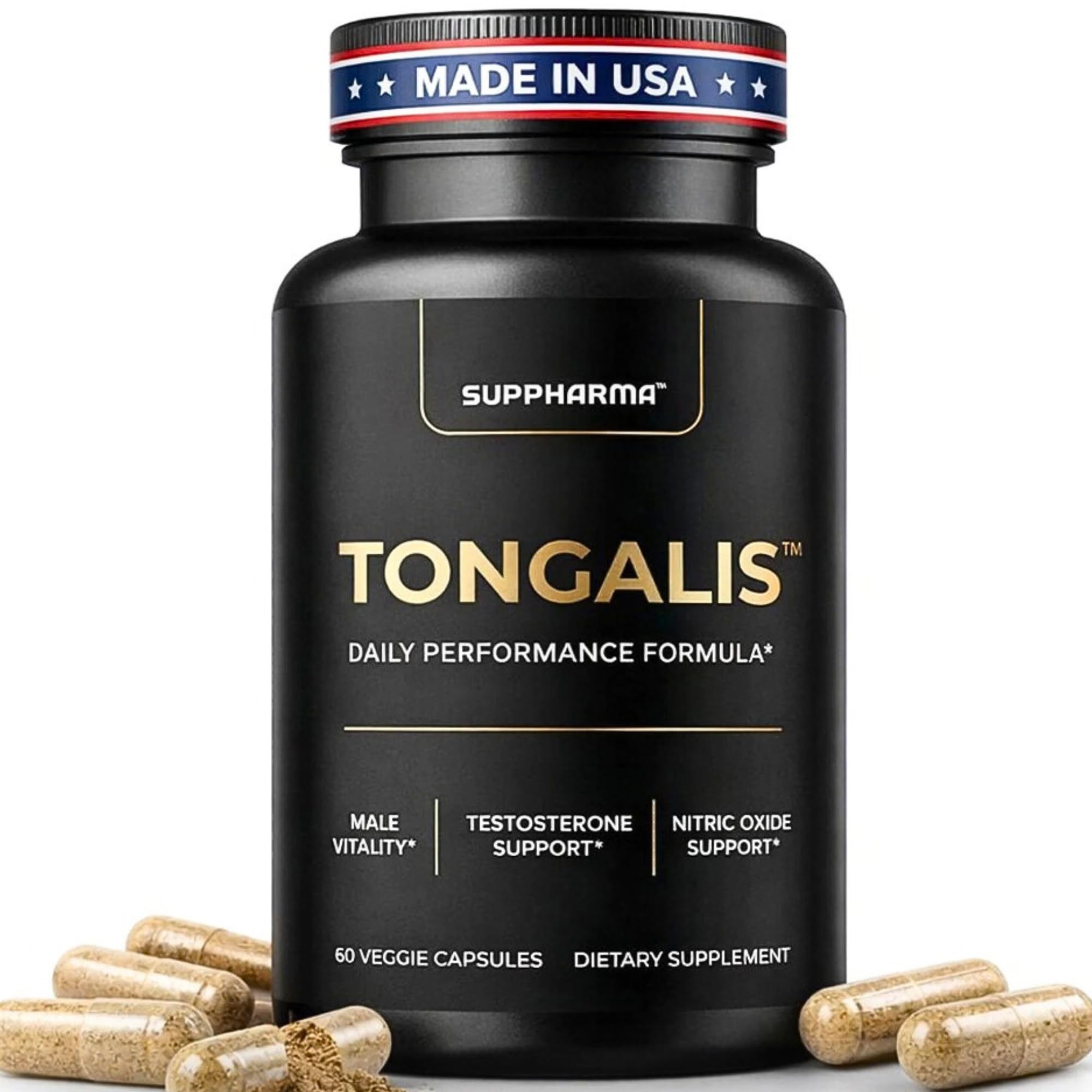Suppharma Suplemento para homens adultos com Tongkat Ali 300 mg e L-Citrulina 500 mg, 60 cápsulas