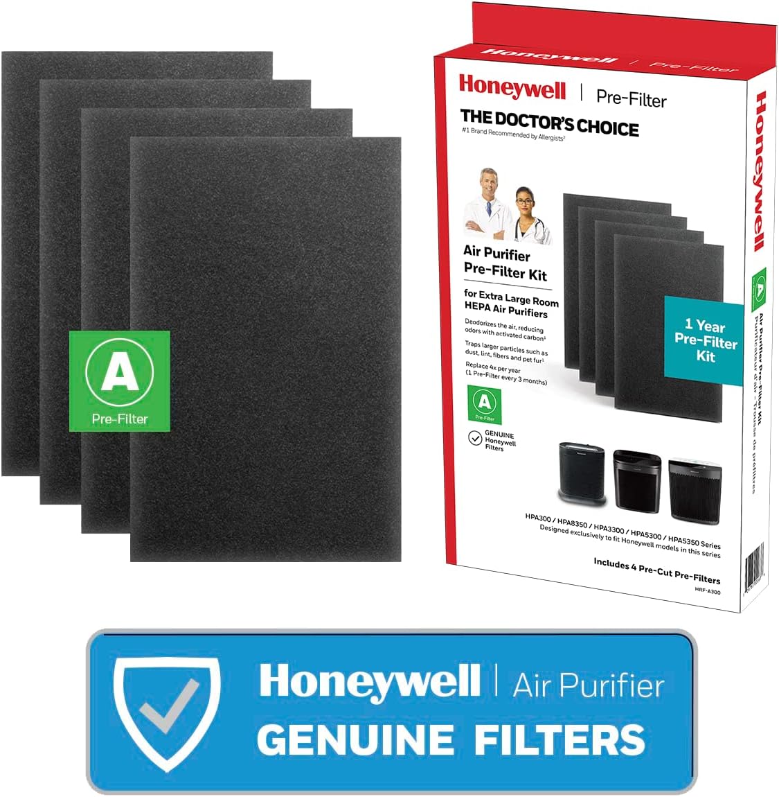HONEYWELL air Purifier Filter, Carbon Fiber, Black, 4 Piece Set BigaMart