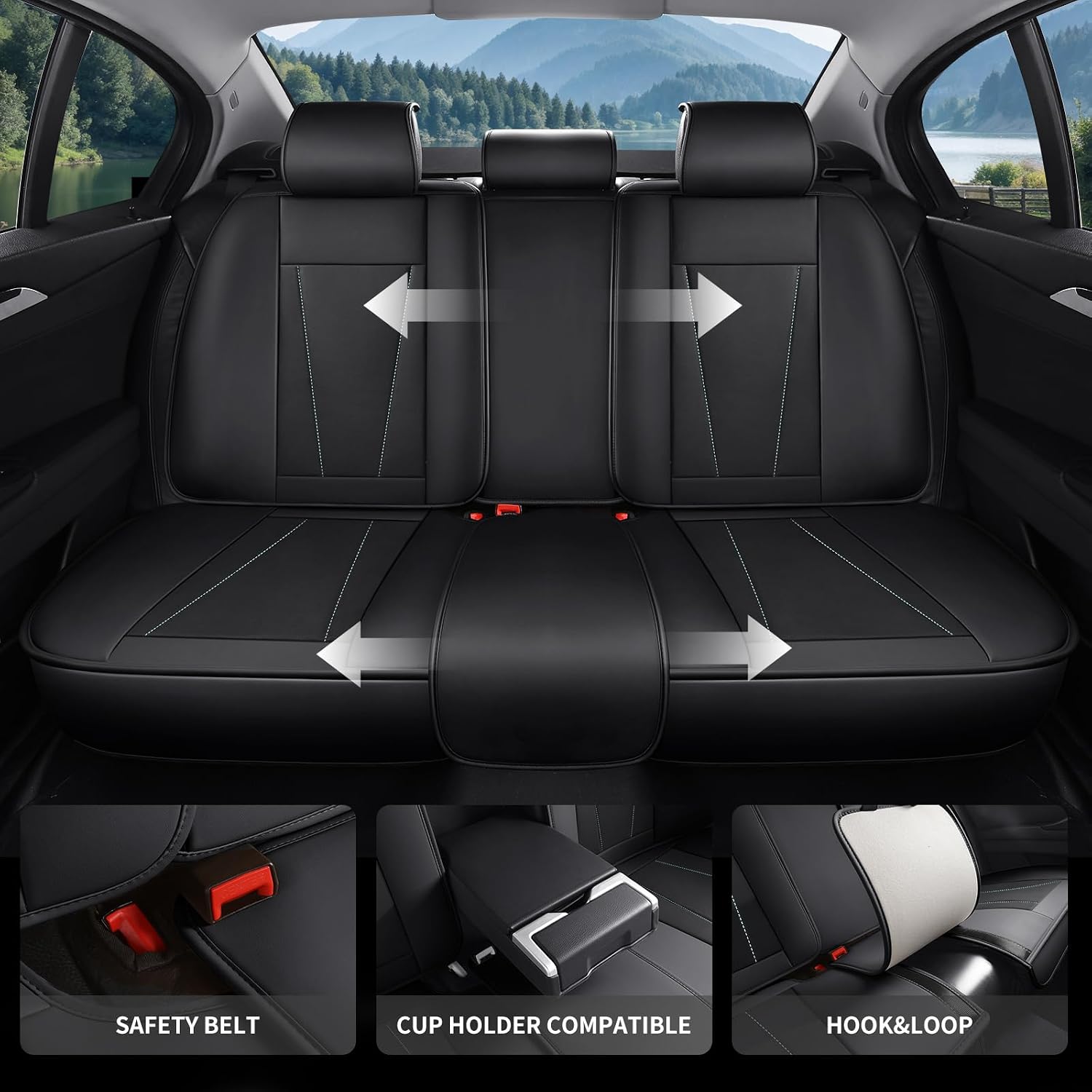 Car Seat Covers Full Set Custom Fit for Nissan Rogue SV 2010-2025, Luxurious Faux Leather Automotive Seat Covers,Breathable, Non-Slip & Scratch-Resistant (Black&White,Full Set)