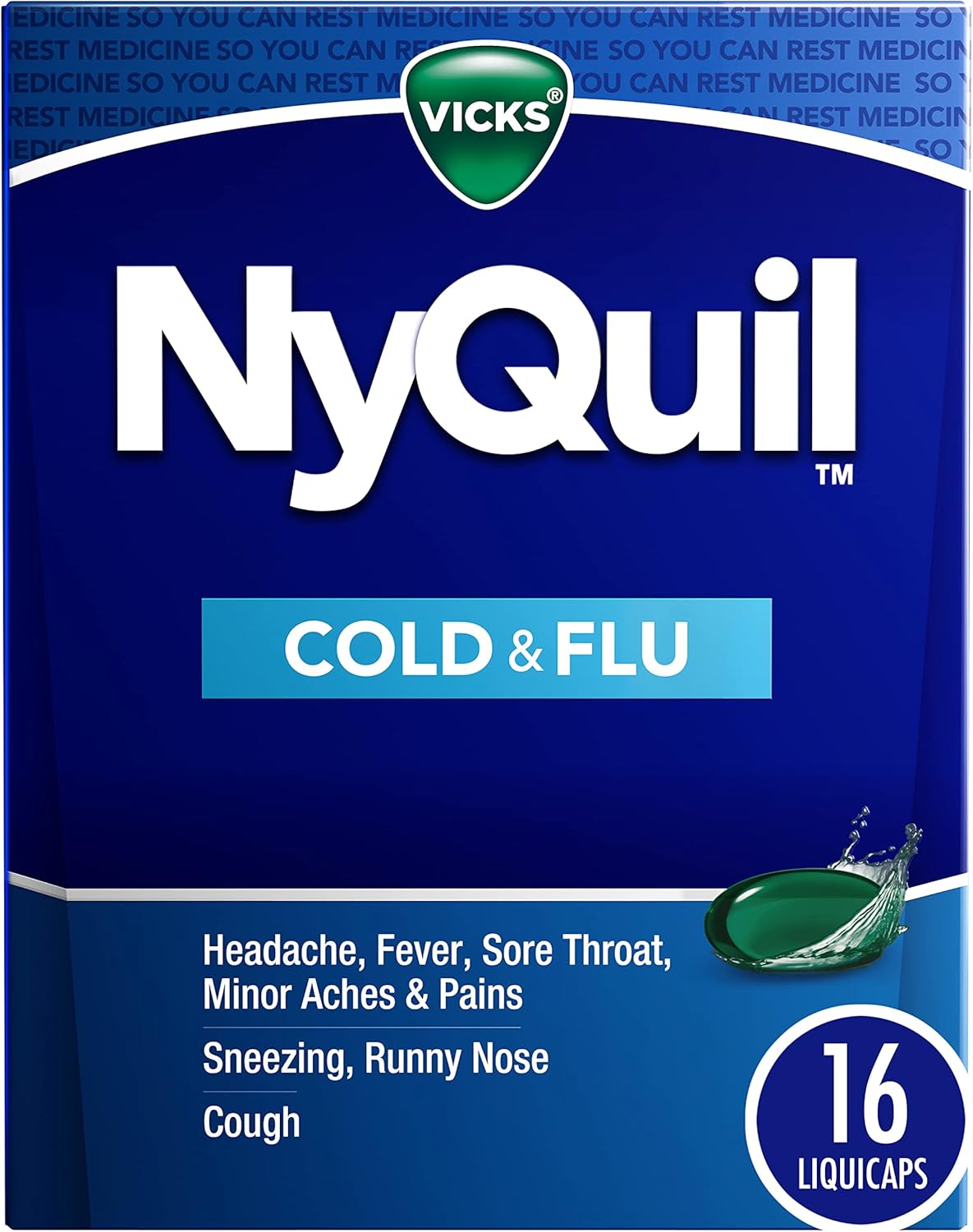 Vicks Nyquil Cold and Flu Nighttime Relief Liquid Capsules, 16 Count Vicks Nyquil Cold and Flu Nighttime Relief Liquid Capsules, 16 Count