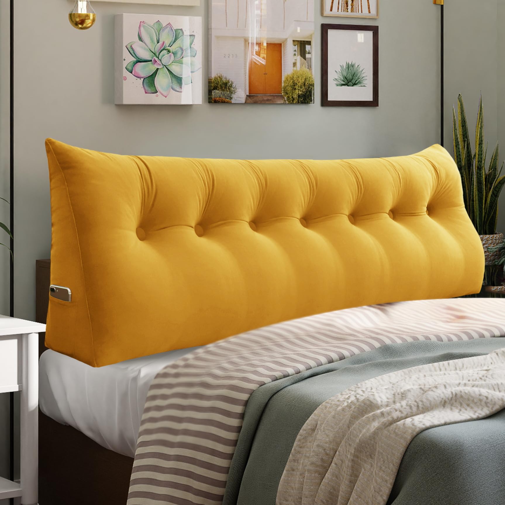 Rucener Rugkussen, driehoekig, groot, hoge rugleuning, voor bed, perfect als kussen om tv te kijken en te lezen, verkrijgbaar in vele maten, 100 cm Rucener Rugkussen, driehoekig, groot, hoge rugleuning, voor bed, perfect als kussen om tv te kijken en te lezen, verkrijgbaar in vele maten, 100 cm