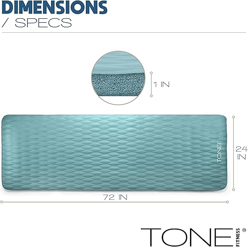 Miniatura 4 de Tone Fitness Esterilla de yoga de 1 pulgada de grosor | Alfombrilla de ejercicio antideslizante de alta densidad con correa de transporte para yoga,
