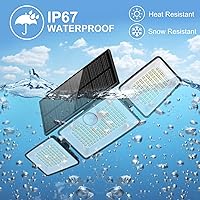 Vista 2 de Luces Solares para Exteriores, 2500LM 252LEDs Luces Solares con Sensor de Movimiento para Exteriores, 3 Cabezales Ángulo Amplio de 355°, Luces