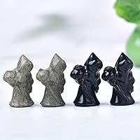 Vista 5 de Estatua de bruja de calcopirita natural de 1.58 pulgadas grabada para meditación de Reiki, piedra de cristal curativo, decoración de Halloween