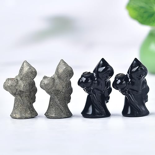 Miniatura 5 de Estatua de bruja de calcopirita natural de 1.58 pulgadas grabada para meditación de Reiki, piedra de cristal curativo, decoración de Halloween
