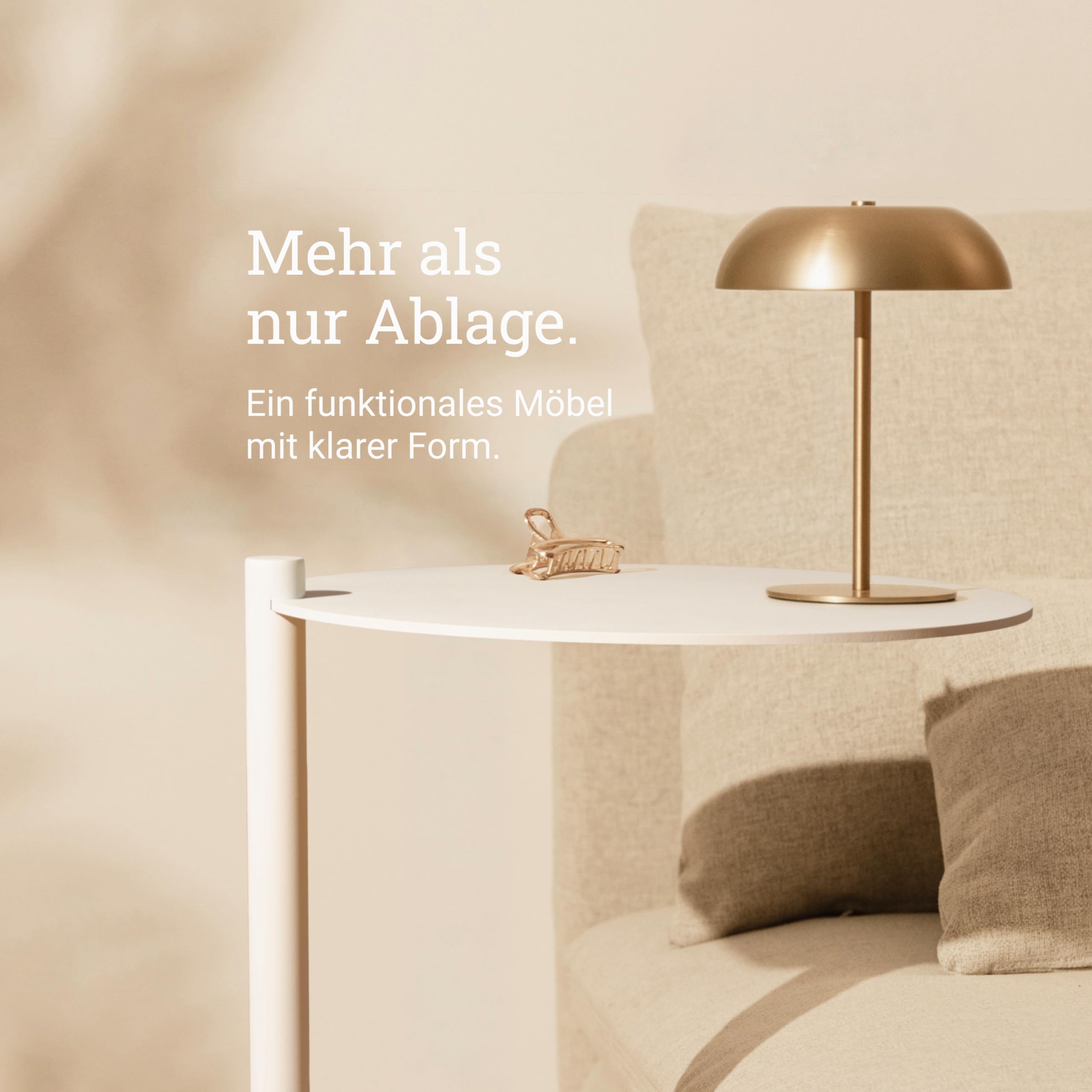 Natural Goods Berlin 1x Beistelltisch Luna - Beistelltisch Weiss Metall - Laptoptisch Für Couch 55cm hoch - Couchtisch Metall, Sofa Tisch Ablage - Nachttisch Klein, Couch Tisch Wohnzimmer, Sofa Table